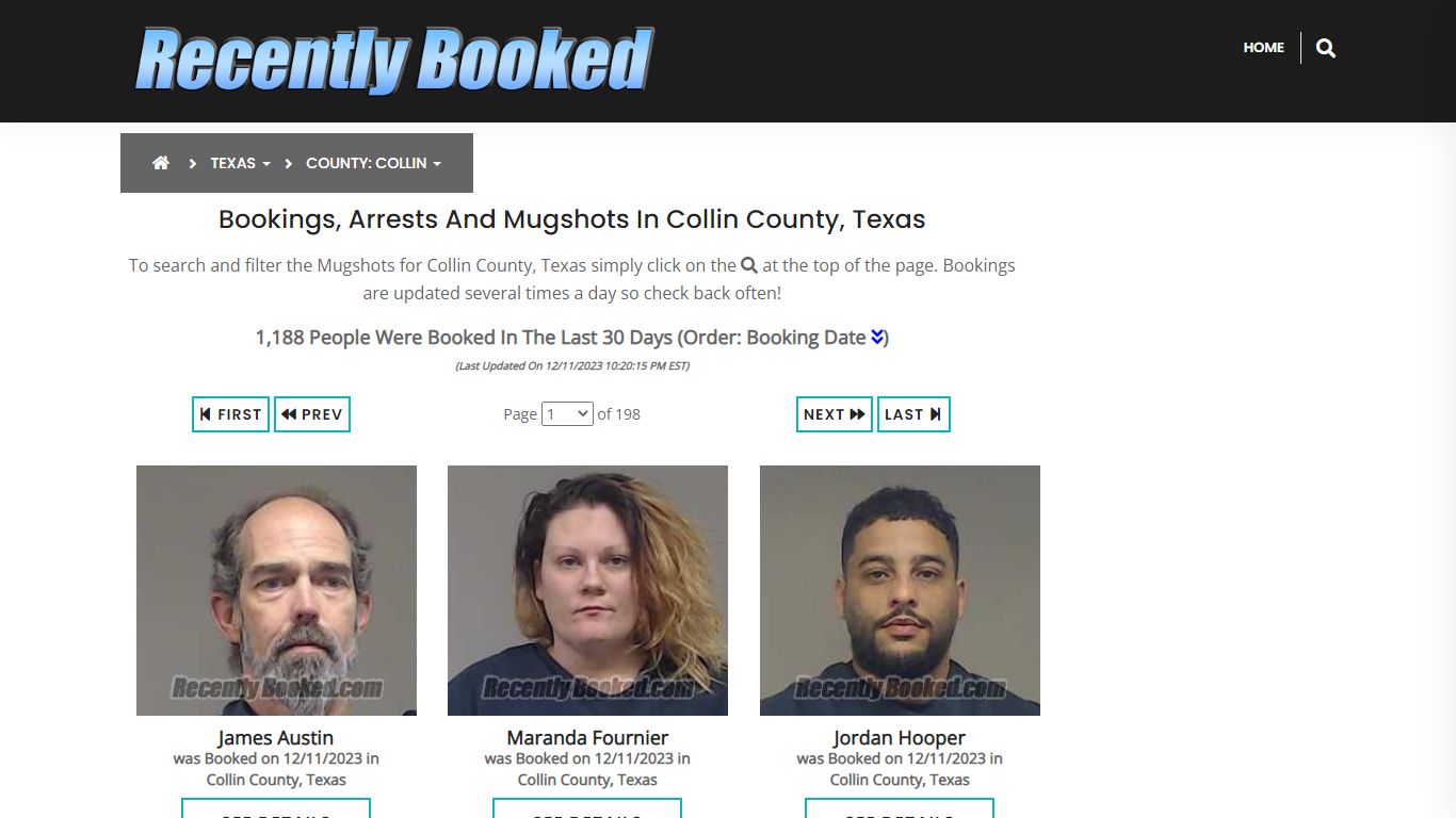 Recent bookings, Arrests, Mugshots in Collin County, Texas